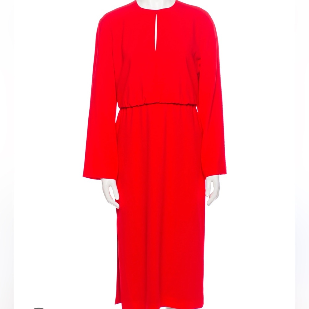Judith & Charles bright red midi dress